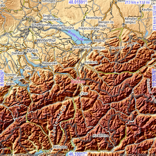 Topographic map of Balzers