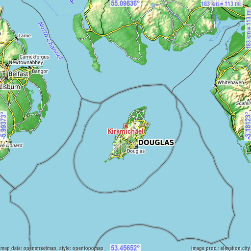 Topographic map of Kirkmichael