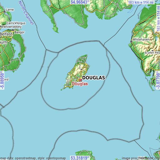 Topographic map of Douglas