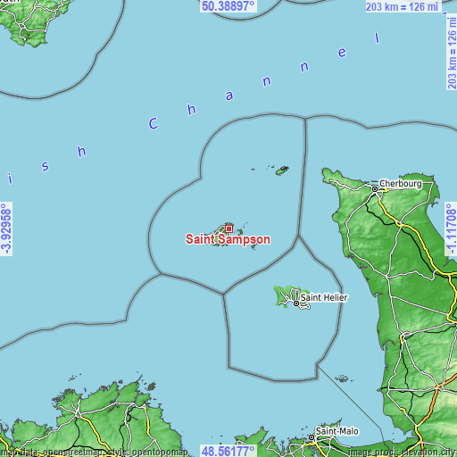Topographic map of Saint Sampson