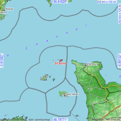 Topographic map of St Anne