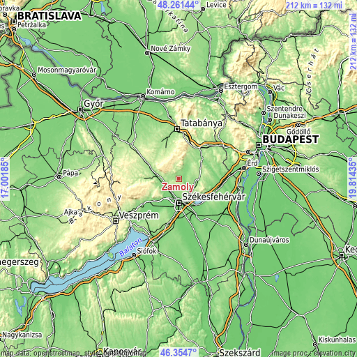 Topographic map of Zámoly