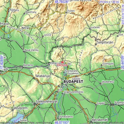 Topographic map of Verőce