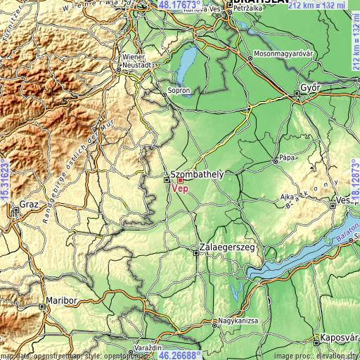 Topographic map of Vép