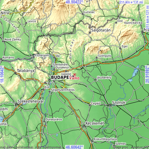 Topographic map of Valkó