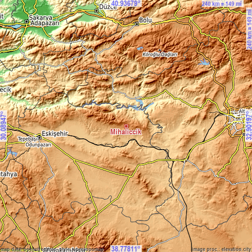 Topographic map of Mihalıçcık