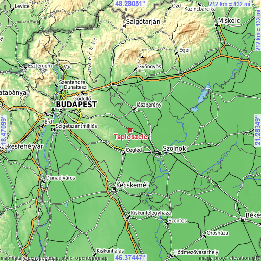 Topographic map of Tápiószele