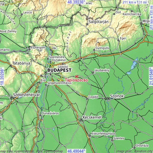 Topographic map of Tápiószecső