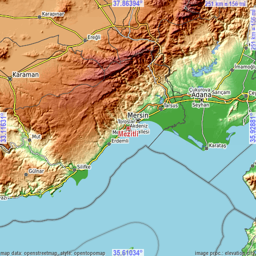 Topographic map of Mezitli