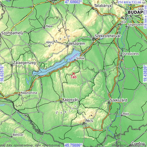 Topographic map of Tab