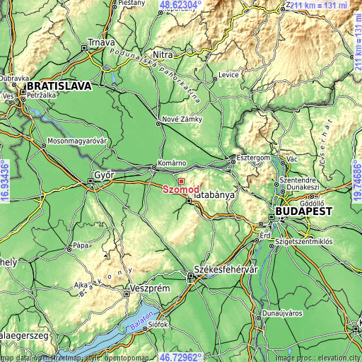 Topographic map of Szomód