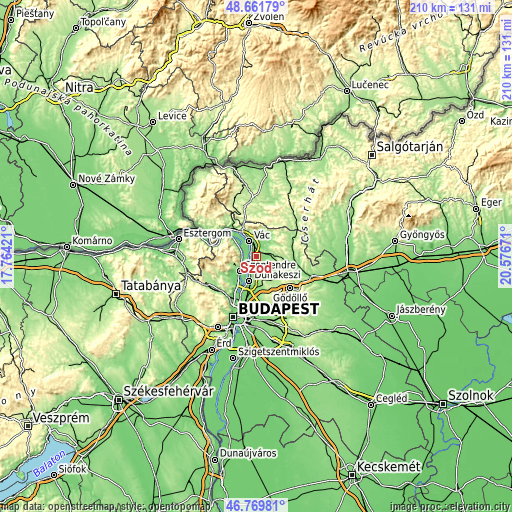 Topographic map of Sződ