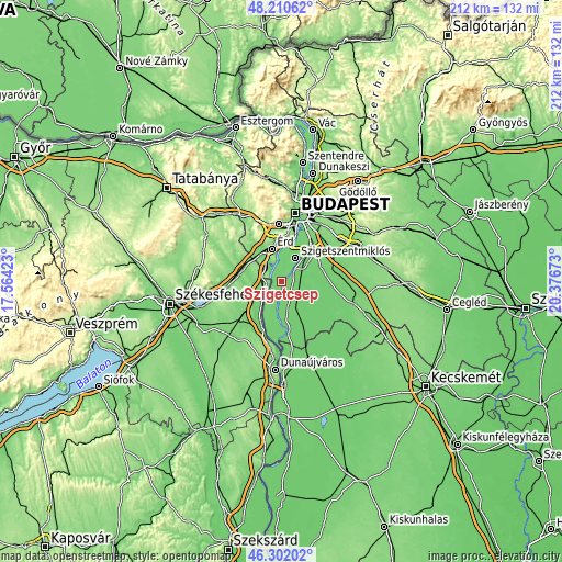 Topographic map of Szigetcsép