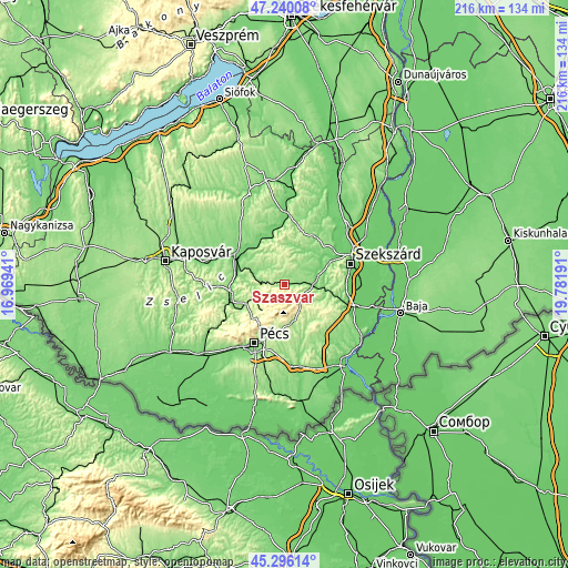 Topographic map of Szászvár