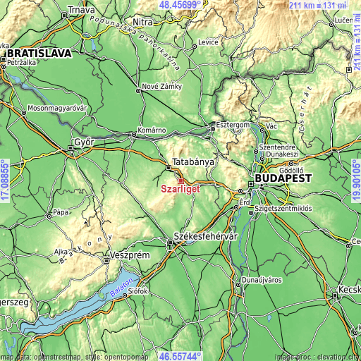 Topographic map of Szárliget