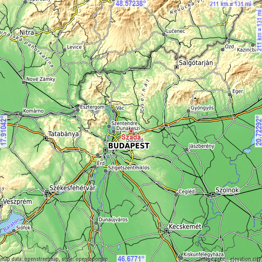 Topographic map of Szada