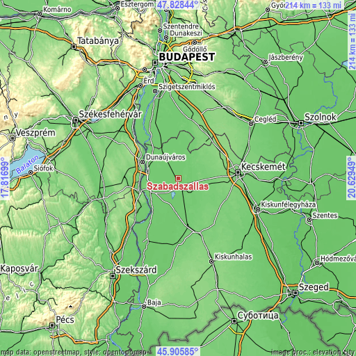 Topographic map of Szabadszállás