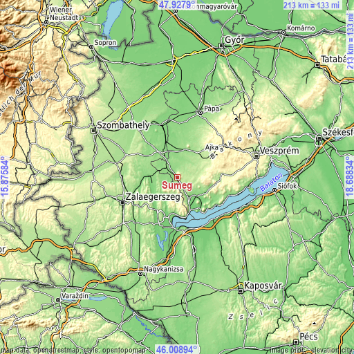 Topographic map of Sümeg
