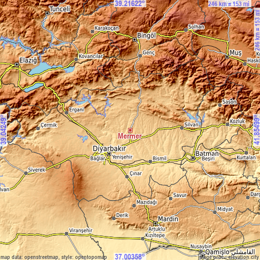 Topographic map of Mermer