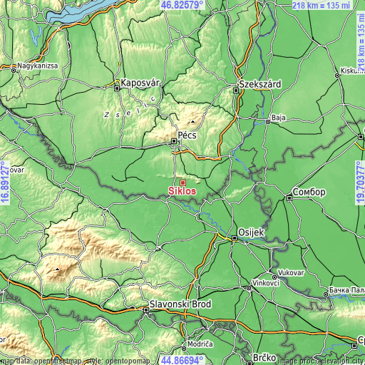 Topographic map of Siklós