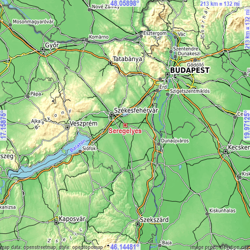 Topographic map of Seregélyes