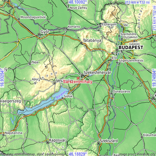 Topographic map of Sárszentmihály