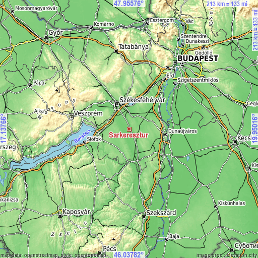 Topographic map of Sárkeresztúr