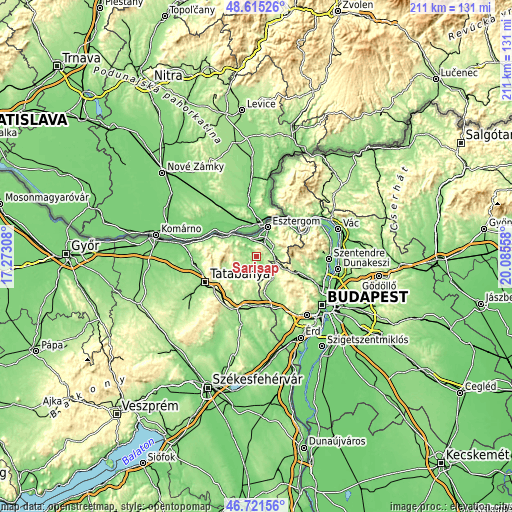 Topographic map of Sárisáp