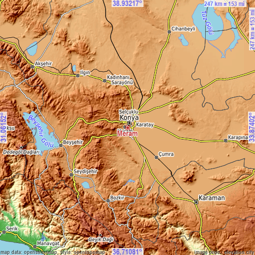 Topographic map of Meram