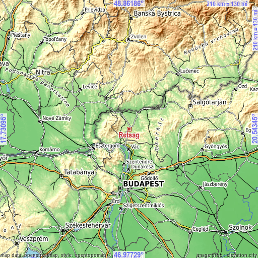 Topographic map of Rétság