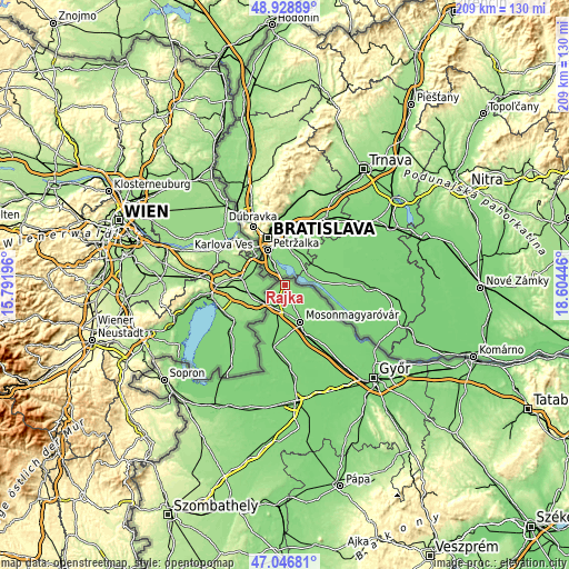 Topographic map of Rajka