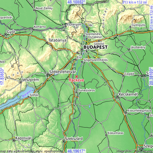 Topographic map of Ráckeve