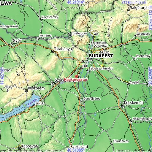 Topographic map of Ráckeresztúr