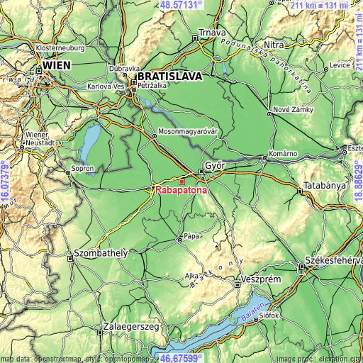 Topographic map of Rábapatona