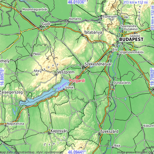 Topographic map of Polgárdi