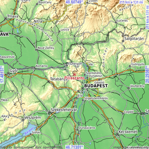 Topographic map of Pilisszántó