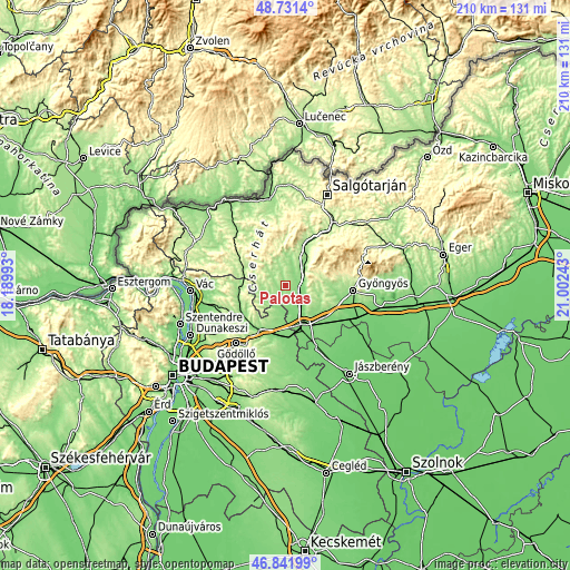 Topographic map of Palotás