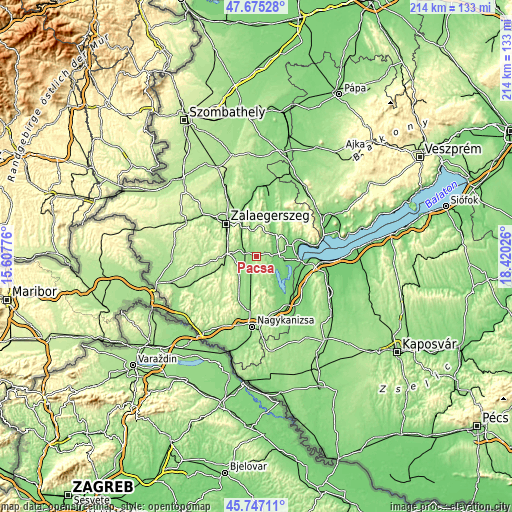 Topographic map of Pacsa