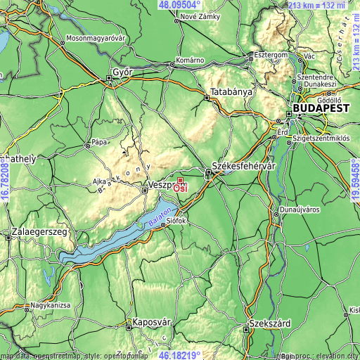 Topographic map of Ősi