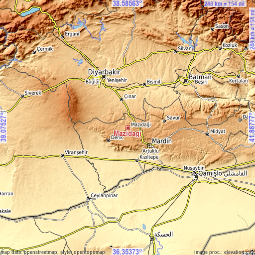 Topographic map of Mazıdağı