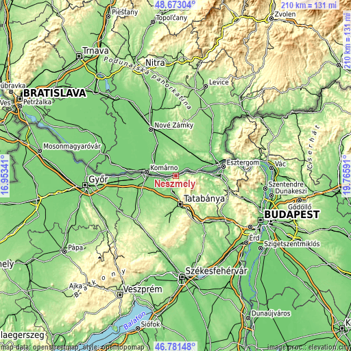 Topographic map of Neszmély