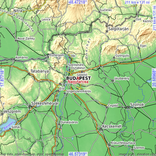 Topographic map of Nagytarcsa