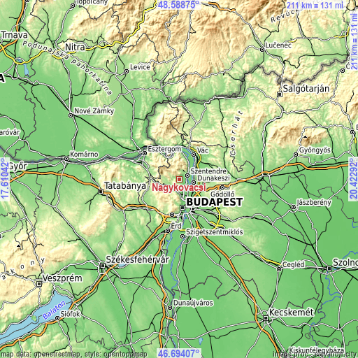 Topographic map of Nagykovácsi
