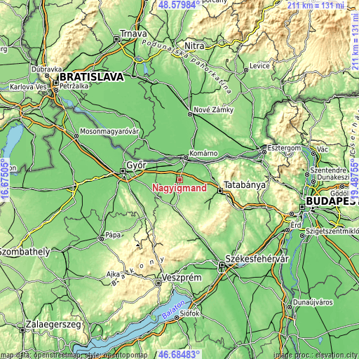 Topographic map of Nagyigmánd