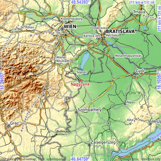 Topographic map of Nagycenk