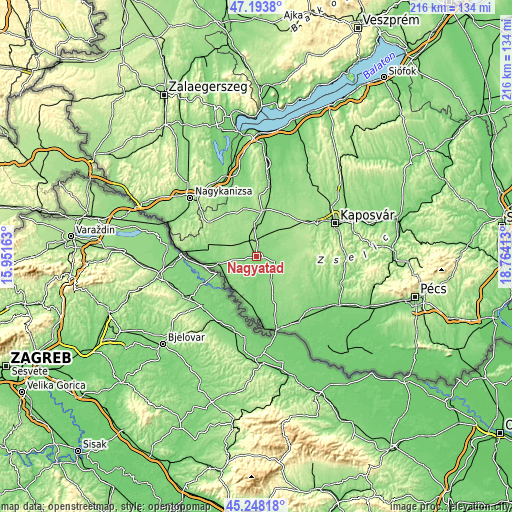 Topographic map of Nagyatád