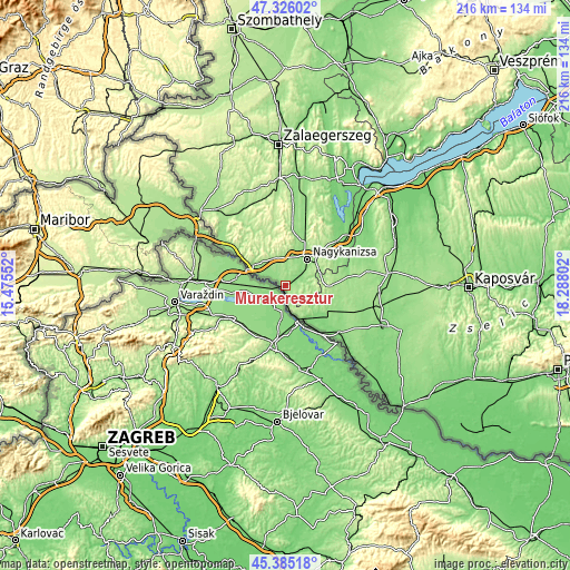 Topographic map of Murakeresztúr