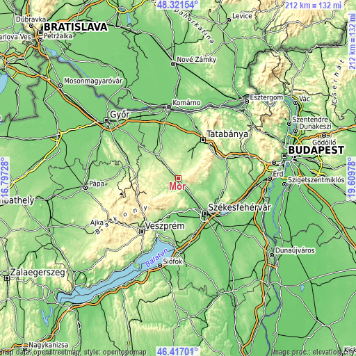 Topographic map of Mór