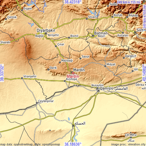 Topographic map of Mardin