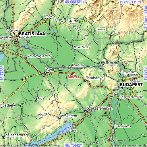 Topographic map of Mocsa